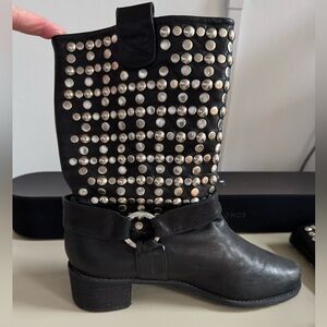 Stuart Weitzmann studded biker boots